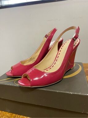 Enzo Angiolini Patent Dark Pink/Magenta Pointed-Toe Pumps